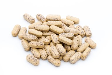 Alternatif Tıp. Vitamini kapsülleri. Homeopatik ek.