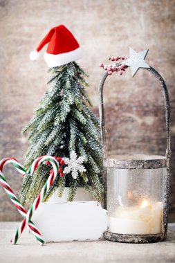 Şamdan. Noel fener. Noel dekorasyon, CA tebrik