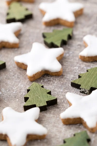 Christmas cookies with small christmas decoration.