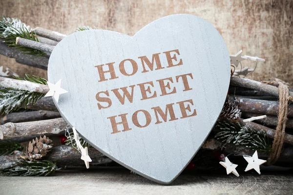 Home. Sweet home. Interior decor. Rustic heart. — Stock Photo, Image