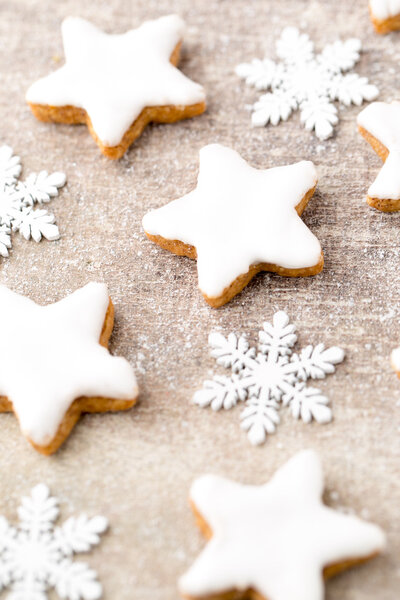 Christmas cookies with small christmas decoration.