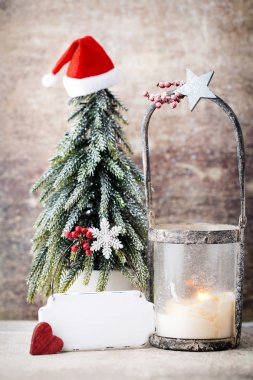 Şamdan. Noel fener. Noel dekorasyon, CA tebrik