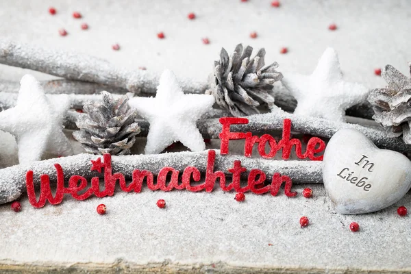 Lettres rouges avec allemand Frohe Weihnachten signifie Joyeux Noël . — Photo