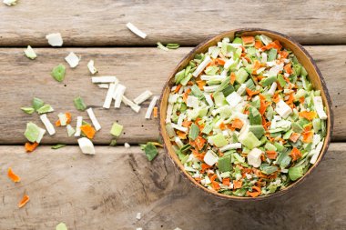 Kurutulmuş sebze baharat. Biyo otlar ürün. İnce doğranmış otlar. 