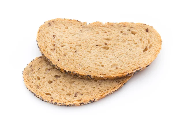 Sliced white bread with cereals. Isolated over white background. — Stock Photo, Image