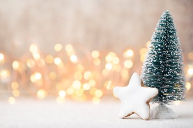 Bokeh duvar arka plan ile Noel ağacı.