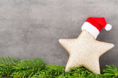 Melek Noel Baba şapkalı Noel dekoru. Vintages arkaplanı.