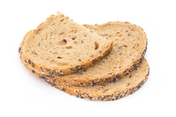 Tahıllar ile dilimlenmiş beyaz ekmek. Beyaz arka plan üzerinde izole. — Stok fotoğraf