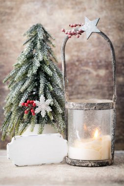 Şamdan. Noel fener. Noel dekorasyon, CA tebrik