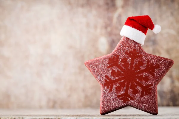 Decoração de Natal com chapéu de Pai Natal. Férias bohek fundo . — Fotografia de Stock