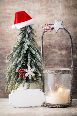 Şamdan. Noel fener. Noel dekorasyon, CA tebrik