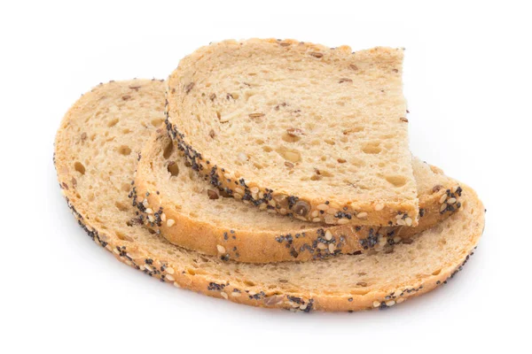 Нарізаний білий хліб з зернами. Ізольовані на білому тлі . — стокове фото