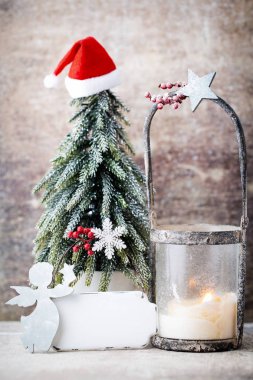 Şamdan. Noel fener. Noel dekorasyon, CA tebrik