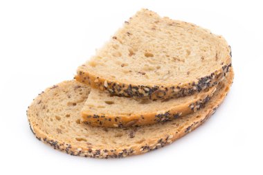 Tahıllar ile dilimlenmiş beyaz ekmek. Beyaz arka plan üzerinde izole.