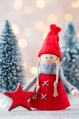 Noel tebrik kartı. GNOME Festival arka plan. Yeni yıl symb