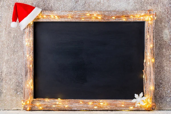Natal rústico fundo - madeira pranchada vintage com luzes um — Fotografia de Stock