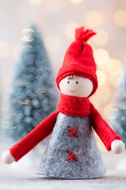 Noel tebrik kartı. GNOME Festival arka plan. Yeni yıl symb