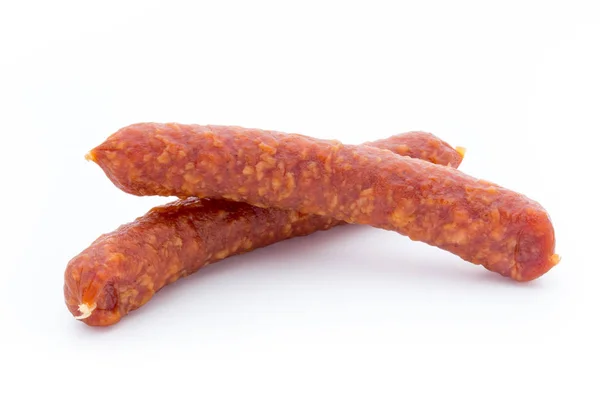 Smoked sausage salami isolated on a white background. — Stock Photo, Image