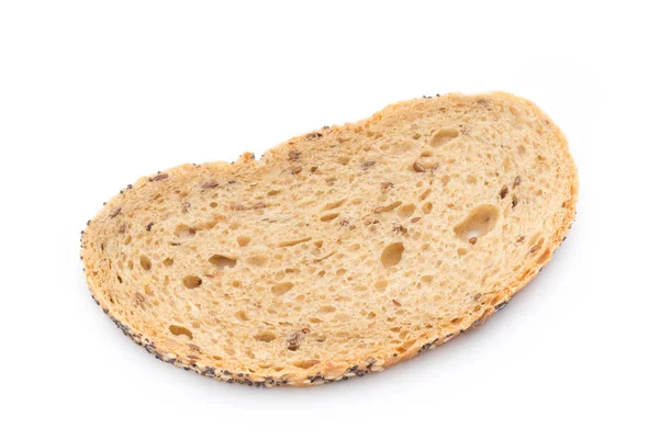 片的白面包和谷物。孤立在白色的背景. — 图库照片