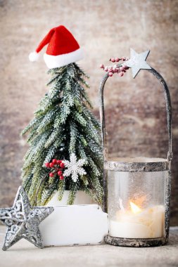 Şamdan. Noel fener. Noel dekorasyon, CA tebrik