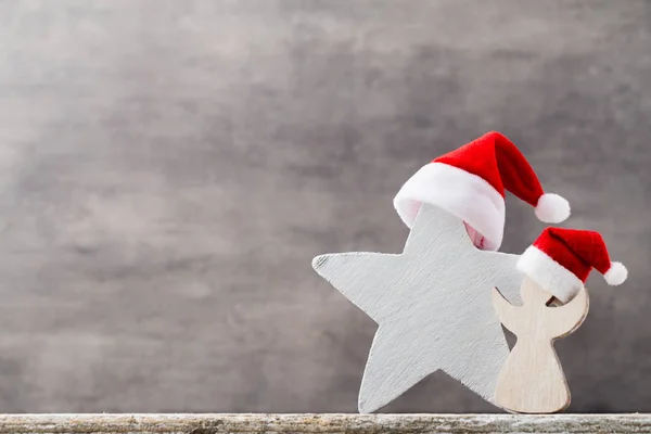 クリスマスは、サンタ帽子を星します。クリスマスのパターン。背景、 — ストック写真