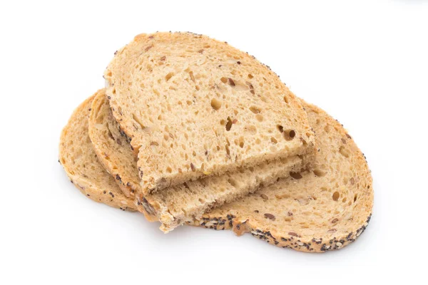 Biały chleb pokrojony chleb pełnoziarnisty na drewnianym stole. — Zdjęcie stockowe