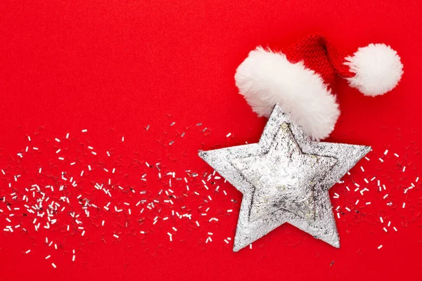 Festlicher Pastellhintergrund Weihnachtssterne Und Glänzendes Glitzern Auf Pastellfarbenem Hintergrund Weihnachten — Stockfoto