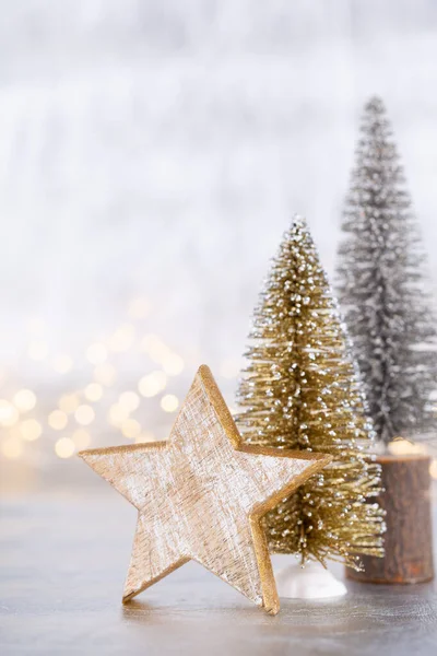Vánoční Stromek Stříbře Bokeh Pozadí — Stock fotografie