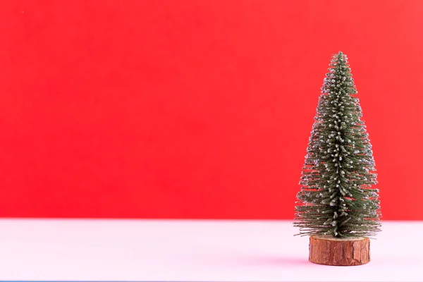 Albero Natale Sfondo Color Pastello Natale Capodanno Concetto Minimo — Foto Stock