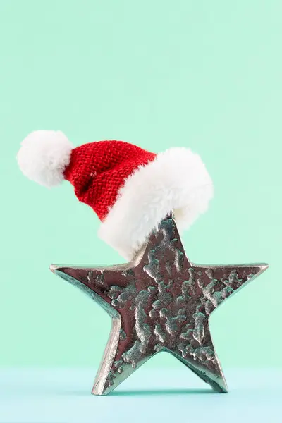 Weihnachtsstern Dekor Auf Pastellfarbenem Hintergrund Weihnachten Oder Neujahr Minimalkonzept — Stockfoto