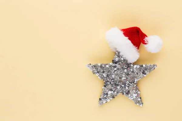 Weihnachtsstern Dekor Auf Pastellfarbenem Hintergrund Weihnachten Oder Neujahr Minimalkonzept — Stockfoto