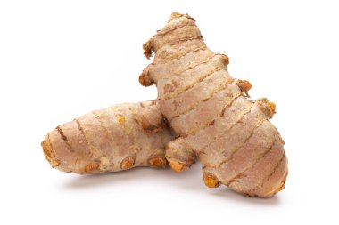 Zerdeçal, Curcuma longa Linn, rizom beyaz arkaplanda izole.