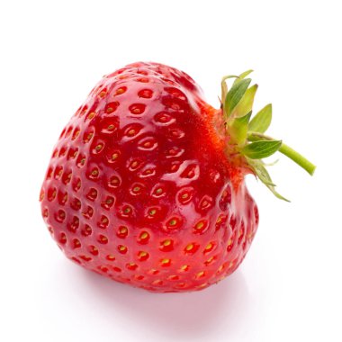 İzole edilmiş çilek. Tek çilekli meyve beyaz arkaplanda izole edilmiş, kırpma yolu ile - resim