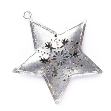 Beyaz bir arka planda Noel dekoru yakın plan. İzole edilmiş - Resim