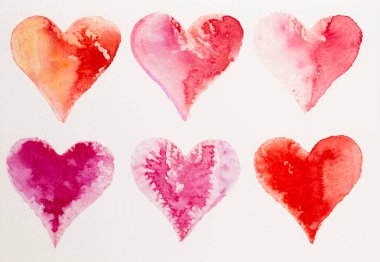 Suluboya kalp. Sevgililer Günü Kutlama kartı, aşk, ilişki, sanat, resim.