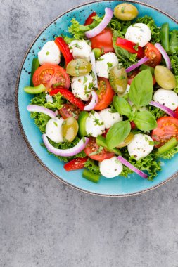 Taze sebze salatası. Caprese. Caprese salatası. İtalyan salatası. Akdeniz salatası. İtalyan mutfağı.