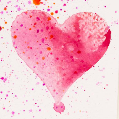 Suluboya kalp. Sevgililer Günü Kutlama kartı, aşk, ilişki, sanat, resim.