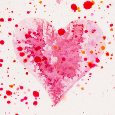 Suluboya kalp. Sevgililer Günü Kutlama kartı, aşk, ilişki, sanat, resim.