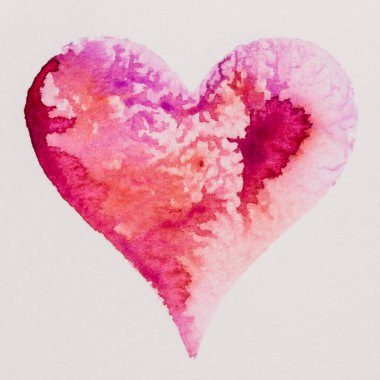Suluboya kalp. Sevgililer Günü Kutlama kartı, aşk, ilişki, sanat, resim.