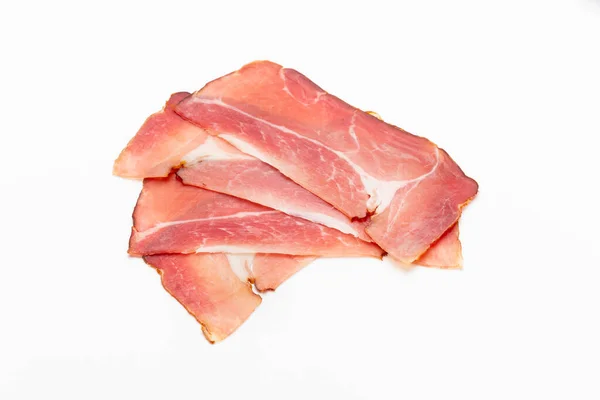 Hamon Affettato Sfondo Bianco Spanisch Carne Tradizionale — Foto Stock
