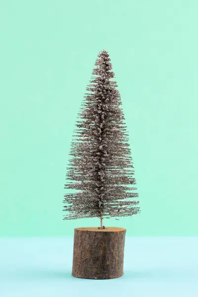 Albero Natale Sfondo Color Pastello Natale Capodanno Concetto Minimo — Foto Stock