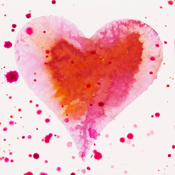 水彩画的心脏情人节贺卡 — 图库照片