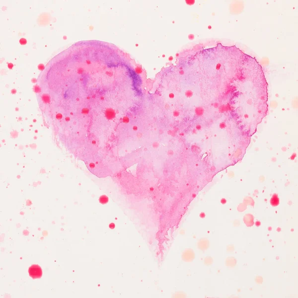Watercolor Heart Valentines Day Greating Card Love Relationship Art Painting — Stock Photo, Image