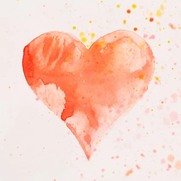 Watercolor Heart Valentines Day Greating Card Love Relationship Art Painting — Stock Photo, Image