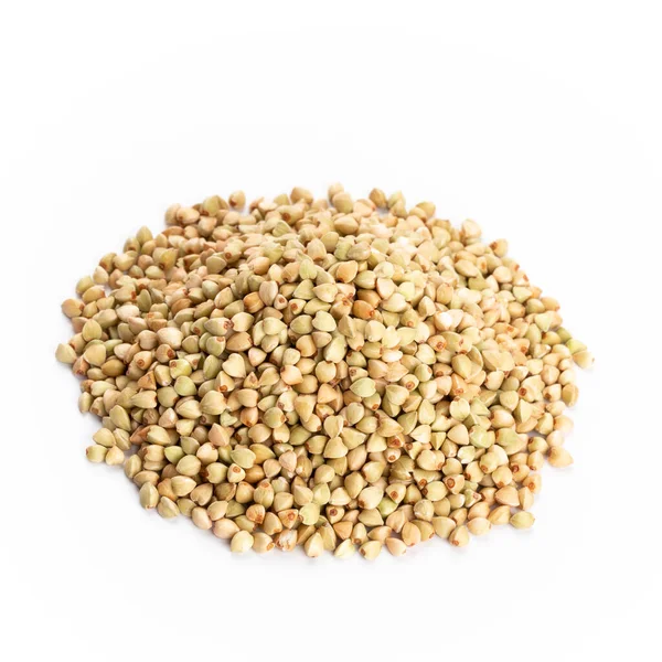 Heap Dried Buckwheat Seeds Isolated White Background — Stock Photo, Image