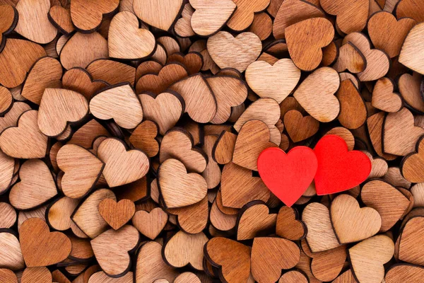 Sfondo Cuori Legno Cuore Rosso Sacco Cuori Decorativi Legno Come — Foto Stock