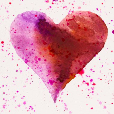 Suluboya kalp. Sevgililer Günü Kutlama kartı, aşk, ilişki, sanat, resim.