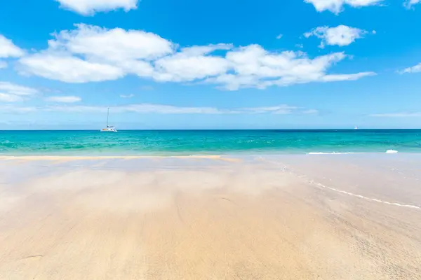 Panorama Hermosa Playa Mar Tropical Lanzarote Canarios — Foto de Stock