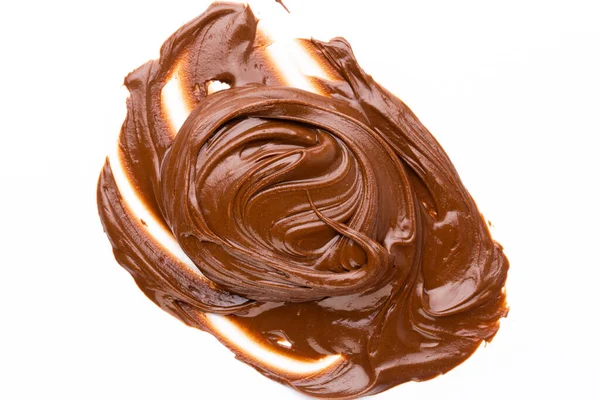 Csokoládé Krém Elszigetelt Fehér Háttérrel Lapos Fektetés — Stock Fotó