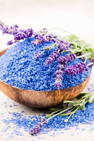 Essential Lavender Salt Flowers Top View — Stock Photo, Image